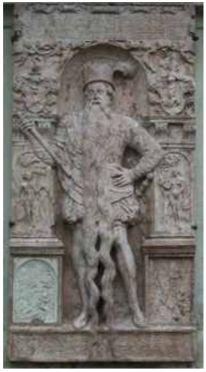 Grabstein des Hans Staininger, der wegen seines aussergewöhnlich langen Bartes berühmt war
